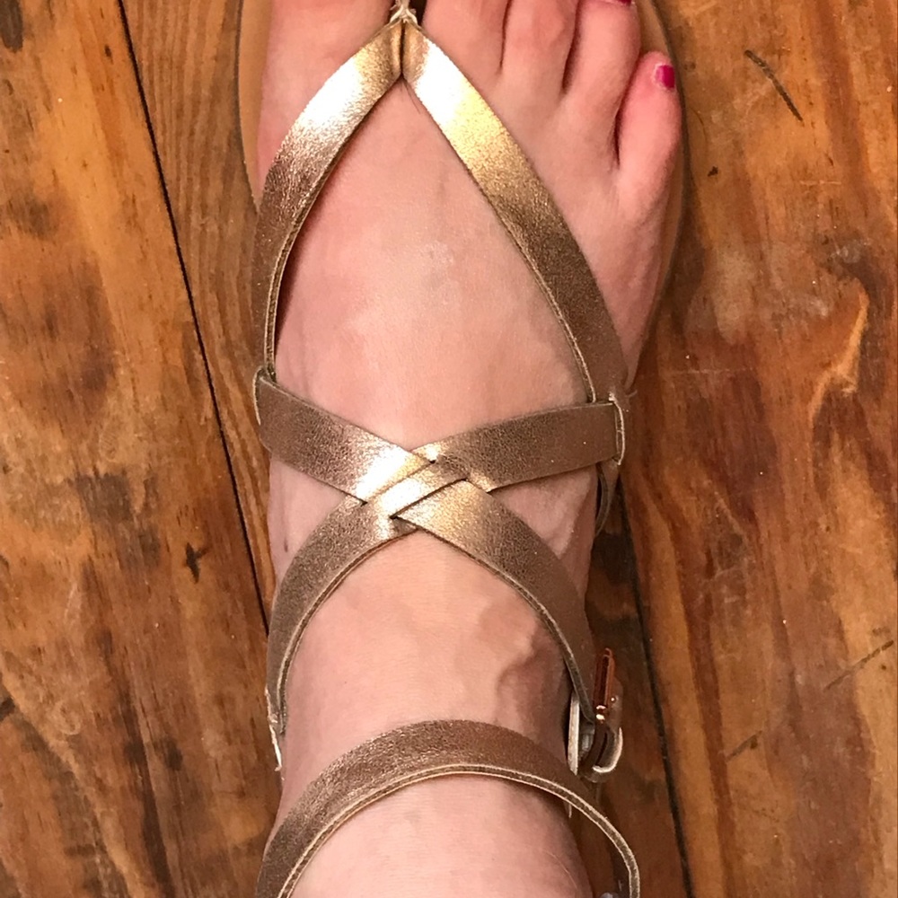 Rose gold strappy sandals